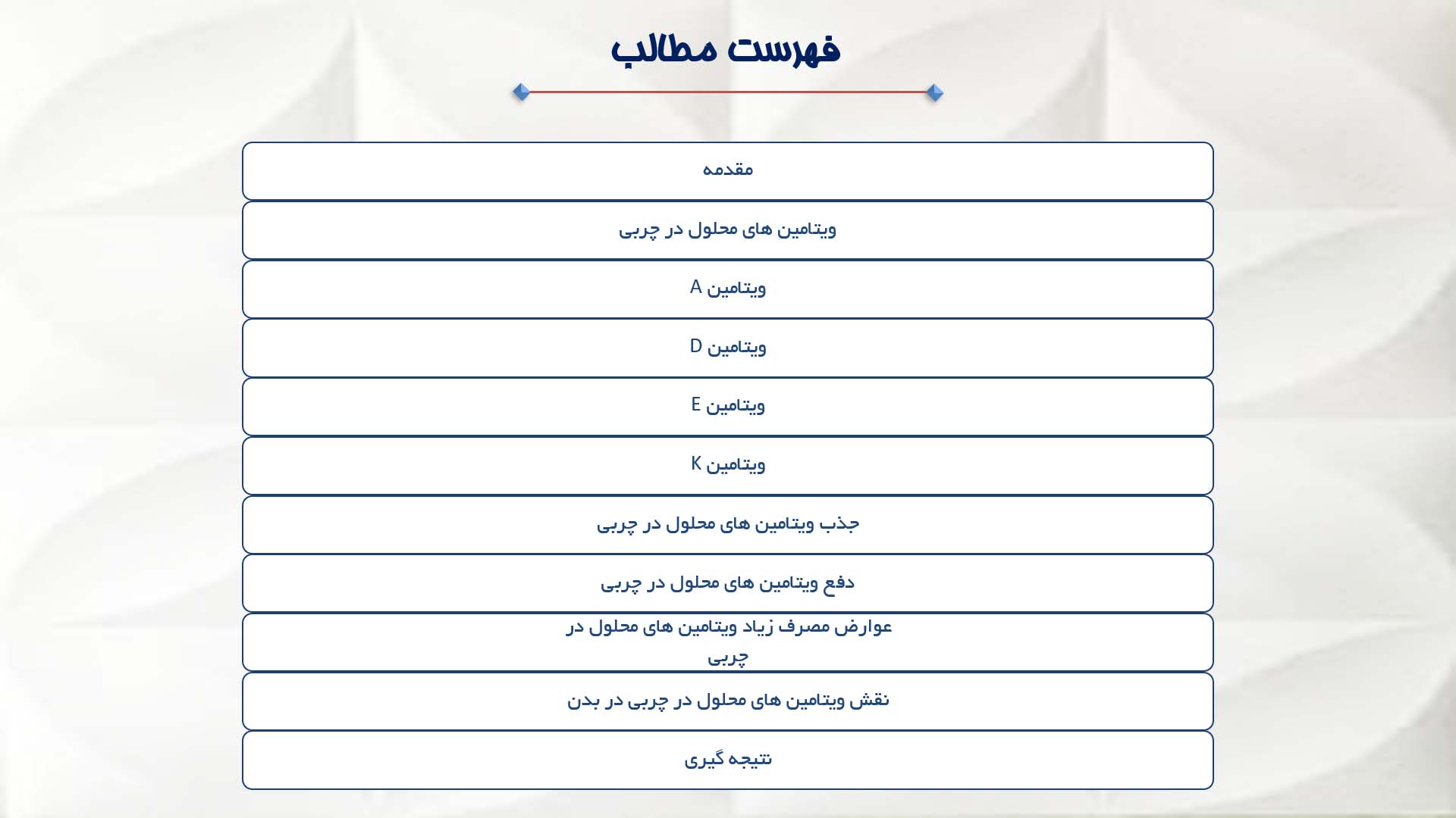 پاورپوینت در مورد ویتامین های محلول در چربی 